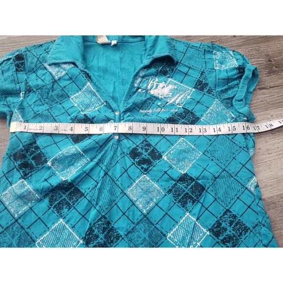 Beverly Hills Polo Club Checked Blue Collared Short Sleeved Shirt - Picture 7 of 8